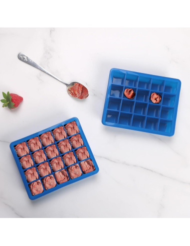 Bandeja de Hielo de Silicona BECOKIT 20 Secciones Azul 2 Paquete