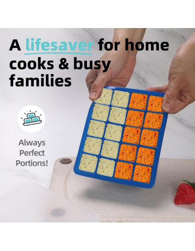 Bandeja de Hielo de Silicona BECOKIT 20 Secciones Azul 2 Paquete