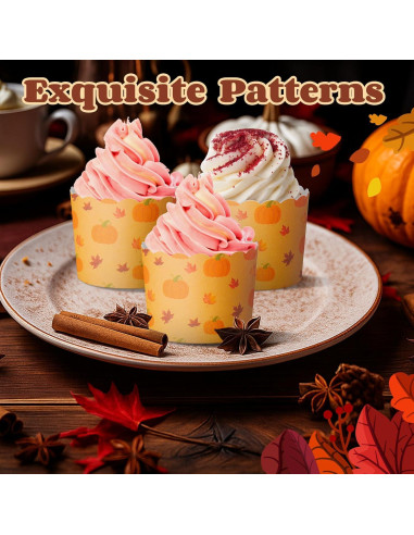 100 Tazas de Papel para Cupcakes Funnymoom Otoño Calabaza