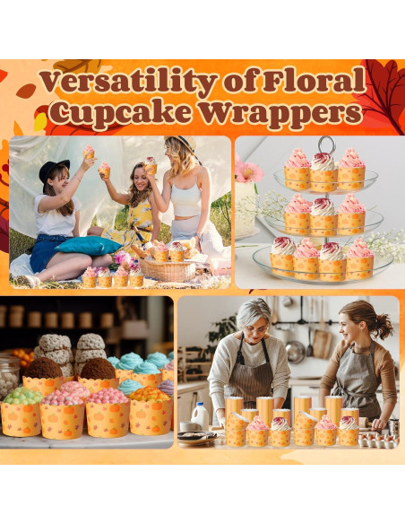 100 Tazas de Papel para Cupcakes Funnymoom Otoño Calabaza