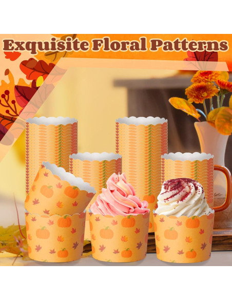 100 Tazas de Papel para Cupcakes Funnymoom Otoño Calabaza