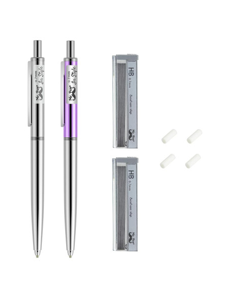 Lápiz Mecánico 0.7mm Mr. Pen - Paquete de 2 con Borradores
