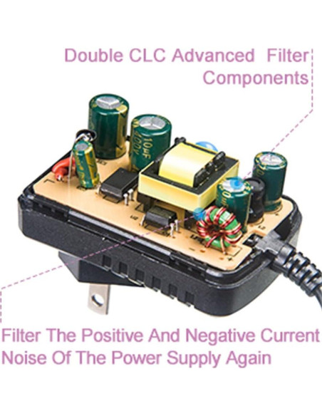 Adaptador de Alimentación 9V 1A Pigtone para Pedales de Guitarra