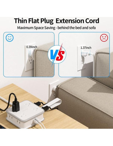Regleta de Enchufes NTONPOWER 45W USB-C 8 Salidas 1.5m