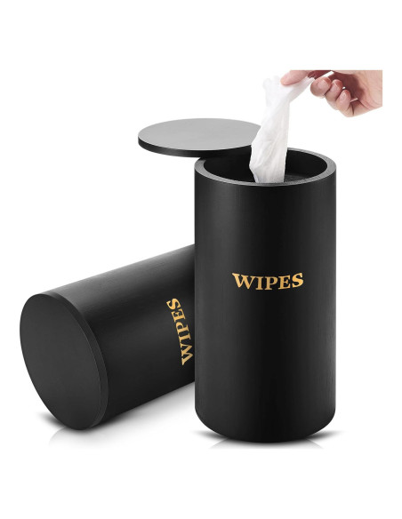 Dispensador de Toallitas Húmedas Recargable Bambú Negro