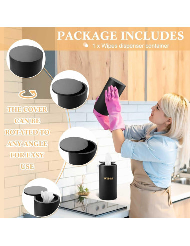 Dispensador de Toallitas Húmedas Recargable Bambú Negro