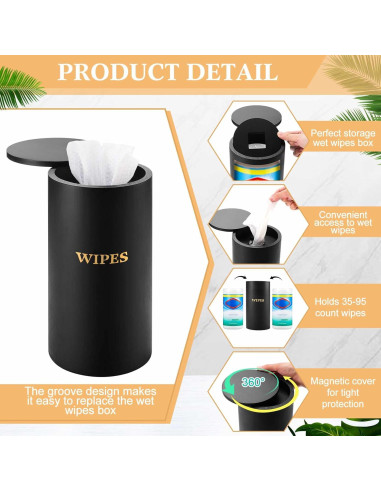 Dispensador de Toallitas Húmedas Recargable Bambú Negro