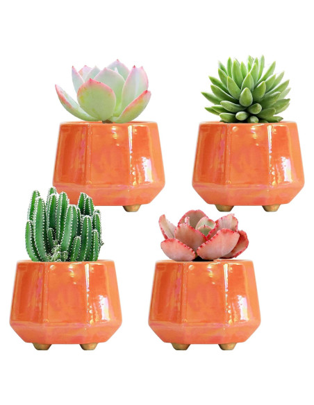Maceta de Cerámica Durazno 10 cm - Set de 4 con Drenaje
