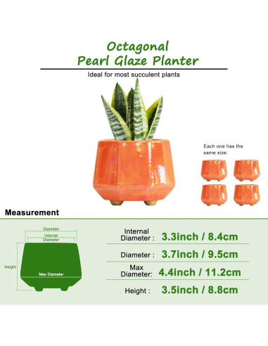 Maceta de Cerámica Durazno 10 cm - Set de 4 con Drenaje