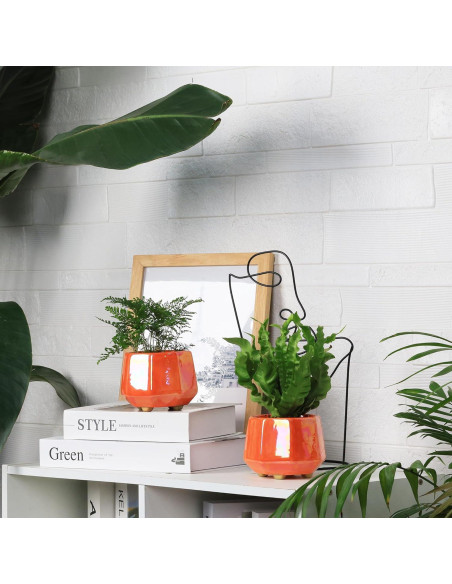 Maceta de Cerámica Durazno 10 cm - Set de 4 con Drenaje
