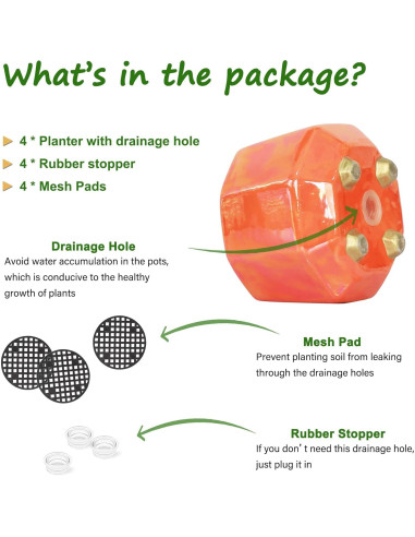 Maceta de Cerámica Durazno 10 cm - Set de 4 con Drenaje