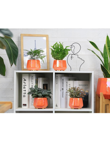 Maceta de Cerámica Durazno 10 cm - Set de 4 con Drenaje