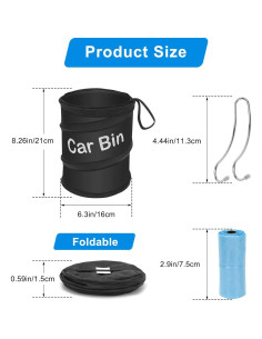 Basurero de Coche Plegable AHIER 2 Pcs con 30 Bolsas 2