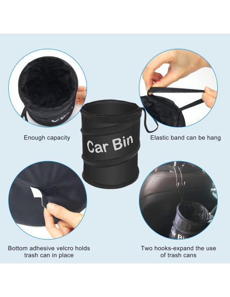 Basurero de Coche Plegable AHIER 2 Pcs con 30 Bolsas