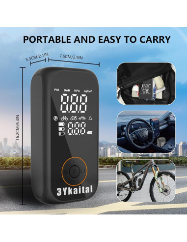 Compresor de Aire Portátil 3Ykaital 150 PSI Digital Inalámbrico