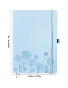 Cuaderno A5 Qefuna de Piel Dura Rayado 200 Páginas Azul 2