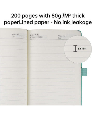 Cuaderno A5 Qefuna de Piel Dura Rayado 200 Páginas Azul