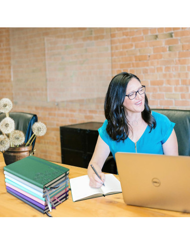 Cuaderno A5 Qefuna de Piel Dura Rayado 200 Páginas Azul