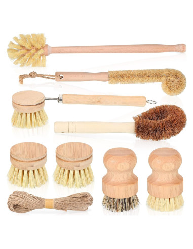 Juego de 8 Cepillos de Limpieza Nuenen - Bambú y Sisal