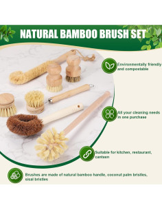 Juego de 8 Cepillos de Limpieza Nuenen - Bambú y Sisal 2