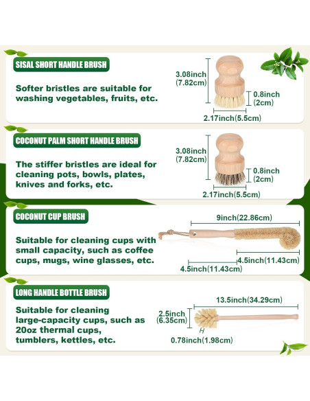 Juego de 8 Cepillos de Limpieza Nuenen - Bambú y Sisal