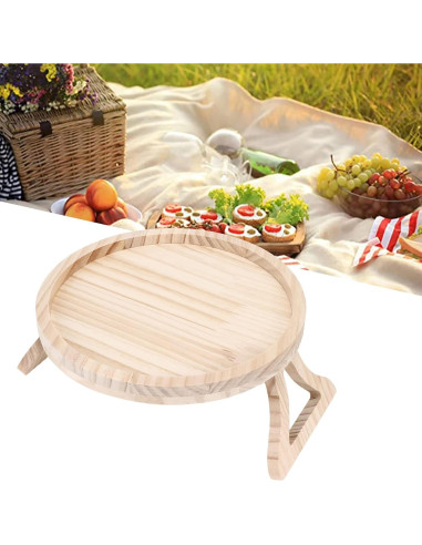 Bandeja Clip-On para Sofá TOPINCN Redonda 25cm Plegable