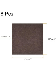 Pads de Fieltro Autoadhesivos uxcell 12.7x12.7cm 8Pcs Marrón 2