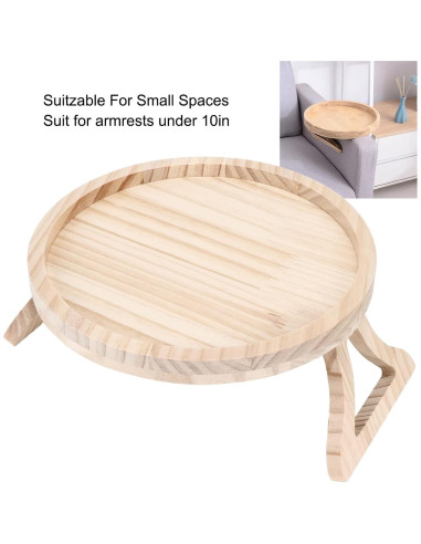 Bandeja Clip-On para Sofá TOPINCN Redonda 25cm Plegable