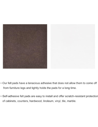 Pads de Fieltro Autoadhesivos uxcell 12.7x12.7cm 8Pcs Marrón