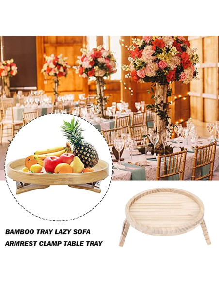 Bandeja Clip-On para Sofá TOPINCN Redonda 25cm Plegable