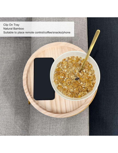 Bandeja Clip-On para Sofá TOPINCN Redonda 25cm Plegable