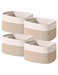 Cestas de Almacenamiento ICERZCZ 4 Piezas Algodón 15L