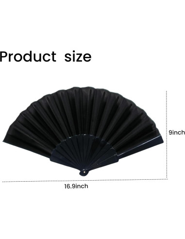 Abanicos Plegables Bwerfuet 2 Piezas Estilo Chino Negro