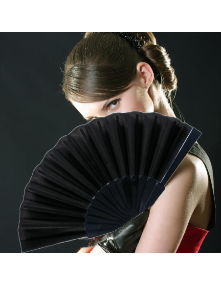 Abanicos Plegables Bwerfuet 2 Piezas Estilo Chino Negro