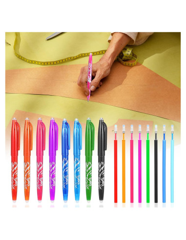 8 Bolígrafos Borrables por Calor para Tela Hpmjz - Precisión