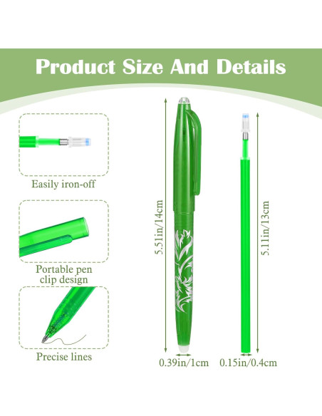 8 Bolígrafos Borrables por Calor para Tela Hpmjz - Precisión