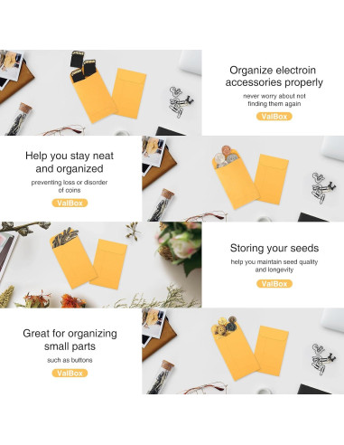 Sobres para Monedas ValBox 100 pcs Kraft 5.72x8.89 cm