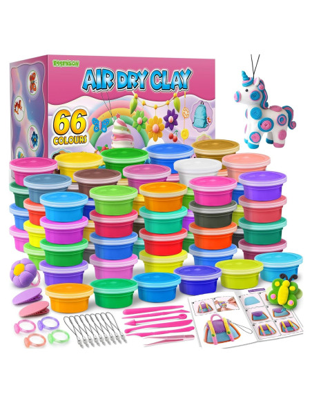 Kit de Arcilla Air Dry ESSENSON 66 Colores para Manualidades