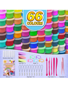 Kit de Arcilla Air Dry ESSENSON 66 Colores para Manualidades 2