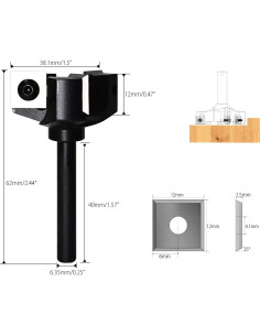 Fresa de Superficie CNC HIIZUG 1/4" Eje 38.1mm 12mm Carburo 2