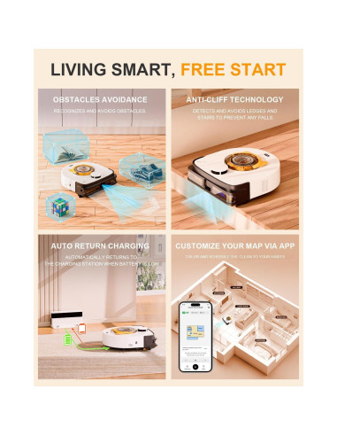 Aspiradora Robot UBPET V10 22,000Pa Limpieza Pelo Mascotas