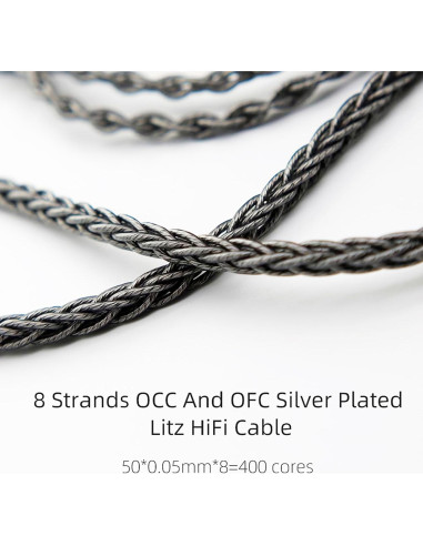 Cable MMCX FAAEAL 1.5m Cobre Monocristalino Baño Plata 3.5mm