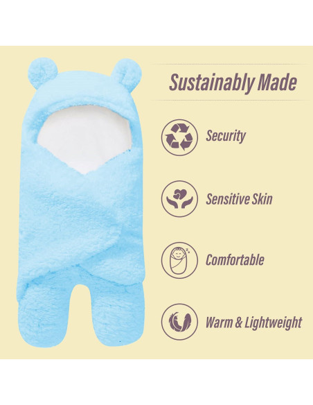 2 Envolturas de Bebé Sherpa Ease Cubs Aguamarina 0-6 Meses