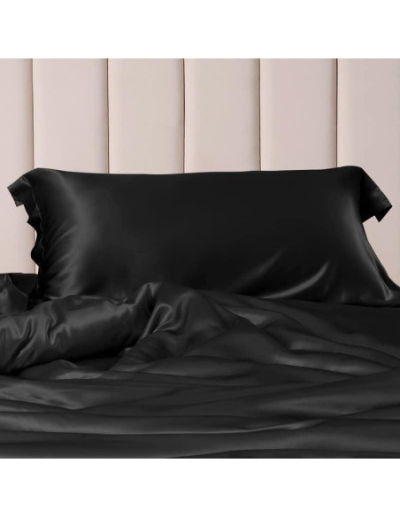 Funda de Almohada de Seda THXSILK 25mm Individual Negra