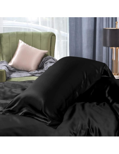 Funda de Almohada de Seda THXSILK 25mm Individual Negra
