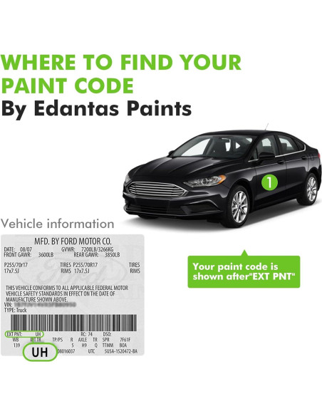 Pintura de Retoque Edantas Agate Black para Coches Ford 10ml