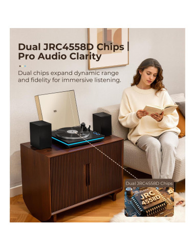 Reproductor de Vinilo Vangoa RP-03 con Altavoces 40W Bluetooth