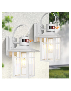Lámpara de Porche Exterior Blanca Worthyworld 2-Pack con Sensor