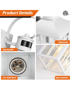 Lámpara de Porche Exterior Blanca Worthyworld 2-Pack con Sensor 2