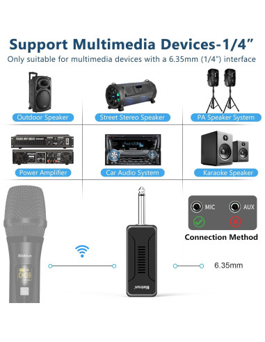 Receptor Inalámbrico Bietrun WXM02/WXM04 con Batería 720mAh